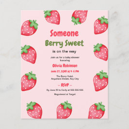 Someone Berry Sweet Strawberry Baby Shower Invite  チラシ