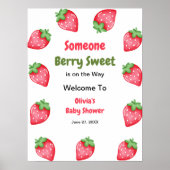 Someone Berry Sweet Strawberry Baby Shower Welcome ポスター (正面)