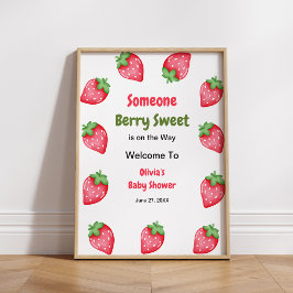 Someone Berry Sweet Strawberry Baby Shower Welcome ポスター