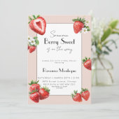 Someone Berry Sweet Strawberry Cute Baby Shower 招待状 (スタンド正面)