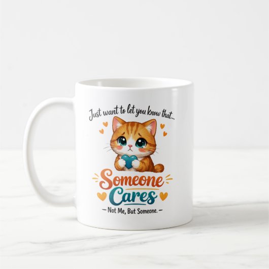 Someone Cares (Not Me) Funny Cat Coworker コーヒーマグカップ (左)