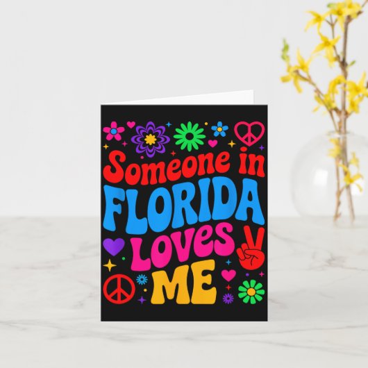 Someone In Florida Loves Me Boho Floral Peaceful C カード (黄色い花)