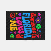 Someone In Florida Loves Me Boho Floral Peaceful C フリースブランケット (正面(横))