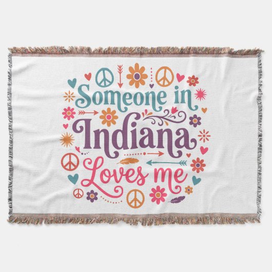 Someone in Indiana Loves Me Boho Hippie Design スローブランケット (正面)