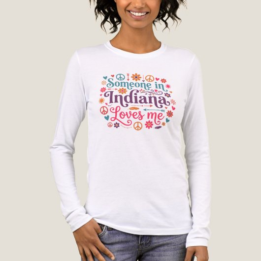 Someone in Indiana Loves Me Boho Hippie Design トライブレンドTシャツ (正面)