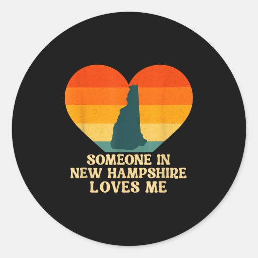 Someone In New Hampshire Loves Me Nh Us State Retr ラウンドシール (正面)