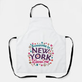Someone in New York Loves Me Retro Funny Design エプロン (正面)