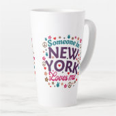 Someone in New York Loves Me Retro Funny Design カフェラテマグ (右アングル)