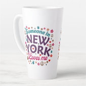 Someone in New York Loves Me Retro Funny Design カフェラテマグ (左アングル)
