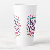 Someone in New York Loves Me Retro Funny Design カフェラテマグ (正面)