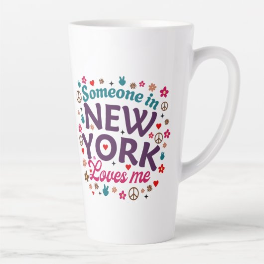 Someone in New York Loves Me Retro Funny Design カフェラテマグ (右)