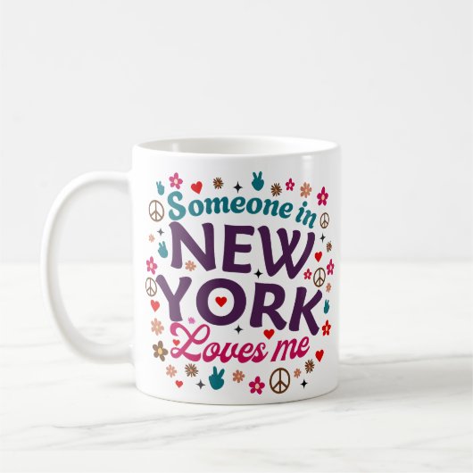Someone in New York Loves Me Retro Funny Design コーヒーマグカップ (左)