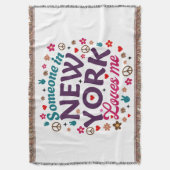 Someone in New York Loves Me Retro Funny Design スローブランケット (正面縦)