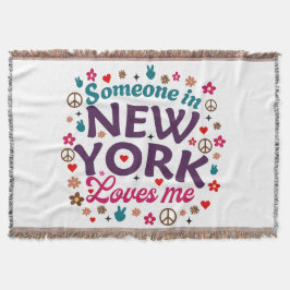 Someone in New York Loves Me Retro Funny Design スローブランケット