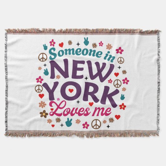 Someone in New York Loves Me Retro Funny Design スローブランケット (正面)