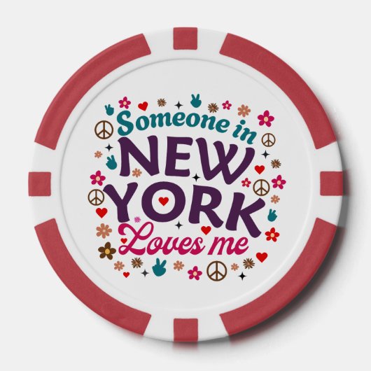 Someone in New York Loves Me Retro Funny Design ポーカーチップ (正面)