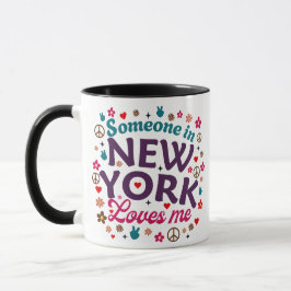 Someone in New York Loves Me Retro Funny Design マグカップ