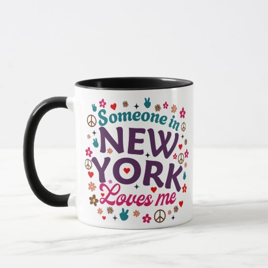 Someone in New York Loves Me Retro Funny Design マグカップ (左)