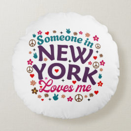 Someone in New York Loves Me Retro Funny Design ラウンドクッション