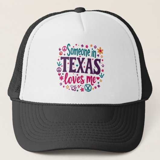 Someone in Texas Love Me - Retro Texas Hippie Art キャップ (正面)