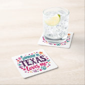 Someone in Texas Love Me - Retro Texas Hippie Art スクエアペーパーコースター (インサイチュ)