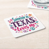 Someone in Texas Love Me - Retro Texas Hippie Art スクエアペーパーコースター (アングル)