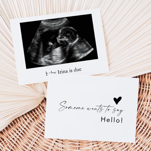 Someone wants to Say Hello Baby Announcement Card サンキューカード