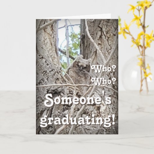 Someone's Graduating Who Who Owlet in Tree  カード (黄色い花)