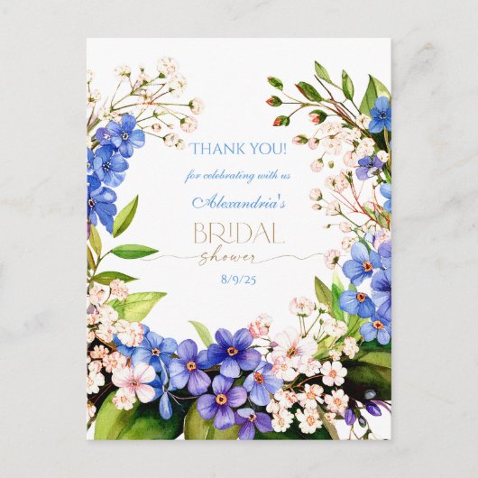 Something Blueに感謝: ベビーズブレス & フラックス ポストカード (正面)