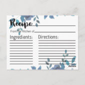 Something Blueバラブライダルシャワーレシピカード ポストカード (裏面)