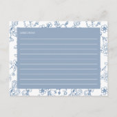 Something Blueフローラブライダルシャワーレシピカード ポストカード (裏面)