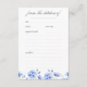 Something Blueフローラブライダルシャワーレシピ エンクロージャーカード (正面)