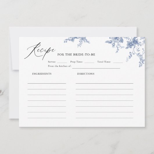Something Blueフローラブライダルシャワーレシピ 招待状 (正面)