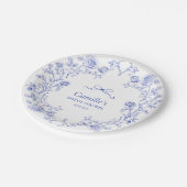 Something Blueフローラブライダルシャワー ペーパープレート (アングル)