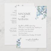 Something Blueフローラモダン結婚式招待状 招待状 (正面/裏面)