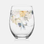 SOMETHING BLUEフローラ結婚の感謝 ステムなしワイングラス (正面)