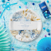 Something Blueフローラ金ゴールドウェディングシャワー ペーパープレート (パーティー)