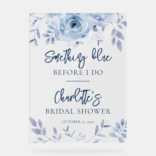 Something Blueブライダルシャワーへようこそ アクリルサイン (正面)