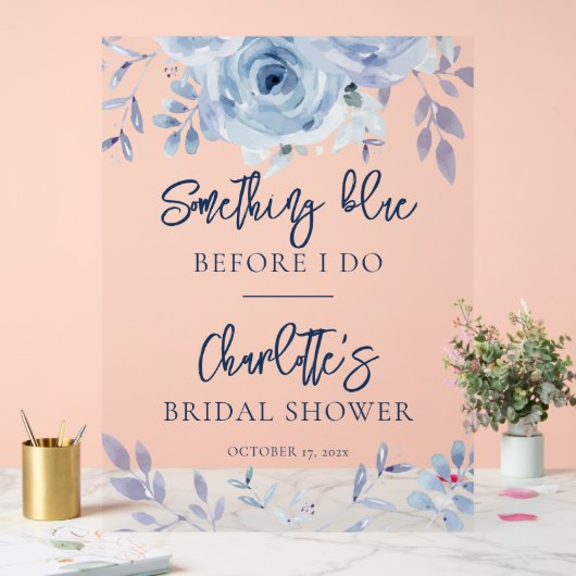 Something Blueブライダルシャワーへようこそ アクリルサイン (ウェディング)