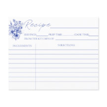 Something Blueブライダルシャワーレシピカード