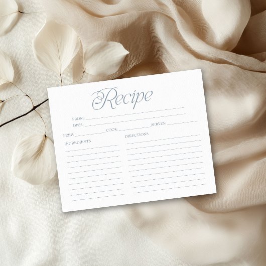 Something Blueブライダルシャワーレシピカード
