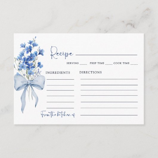 Something Blueブライダルシャワーレシピカード エンクロージャーカード (正面)