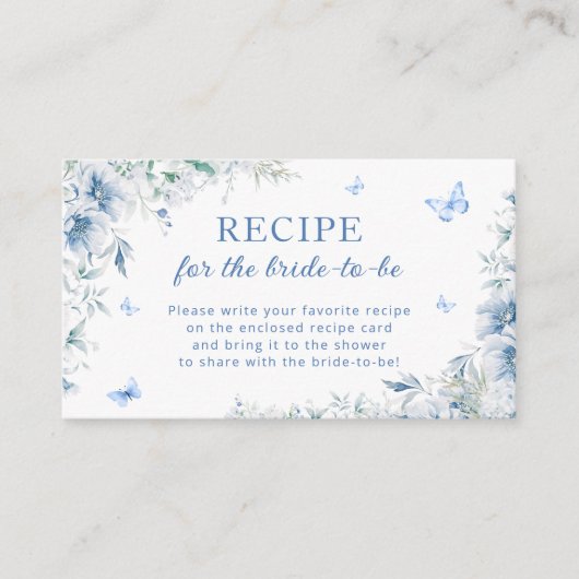 Something Blueブライダルシャワーレシピリクエスト エンクロージャーカード (正面)