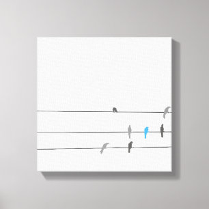 Something Blue シンプルな鳥と空の絵画 キャンバスプリント
