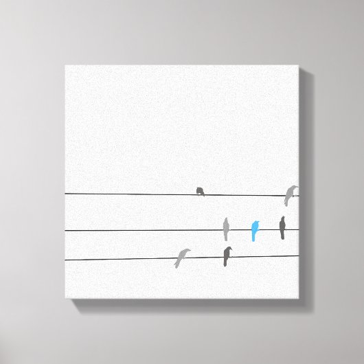 Something Blue | シンプルな鳥と空の絵画 キャンバスプリント (正面)