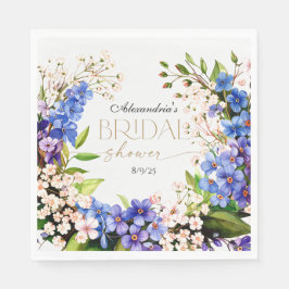 Something Blue：ベビーズブレスと亜麻の花のウェディングシャワー スタンダードランチョンナプキン
