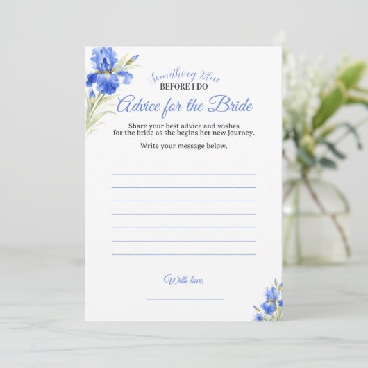 Something Blue Advice for the Bride Bridal Shower 招待状 (スタンド正面)