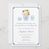 Something Blue Autumn Flowersブライダルシャワーパーティー 招待状 (正面)