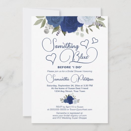 Something Blue Before I Bohoブライダルシャワー 招待状 (正面)