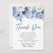 Something Blue Before I Doの花のブライズシャワー サンキューカード (正面)